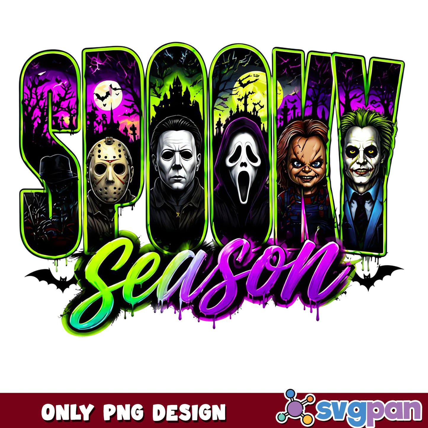 Spooky Season Horror Characters PNG, Halloween PNG, Horror Movie PNG