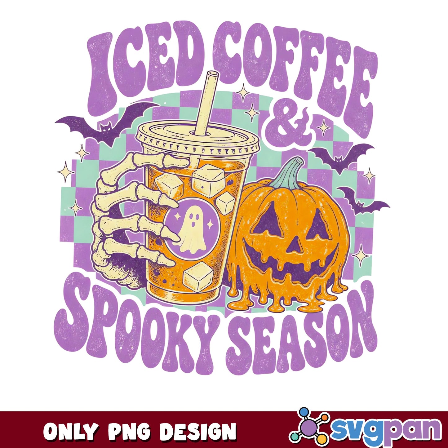 Iced Coffee And Spooky Season PNG, Halloween PNG, Pumpkin PNG