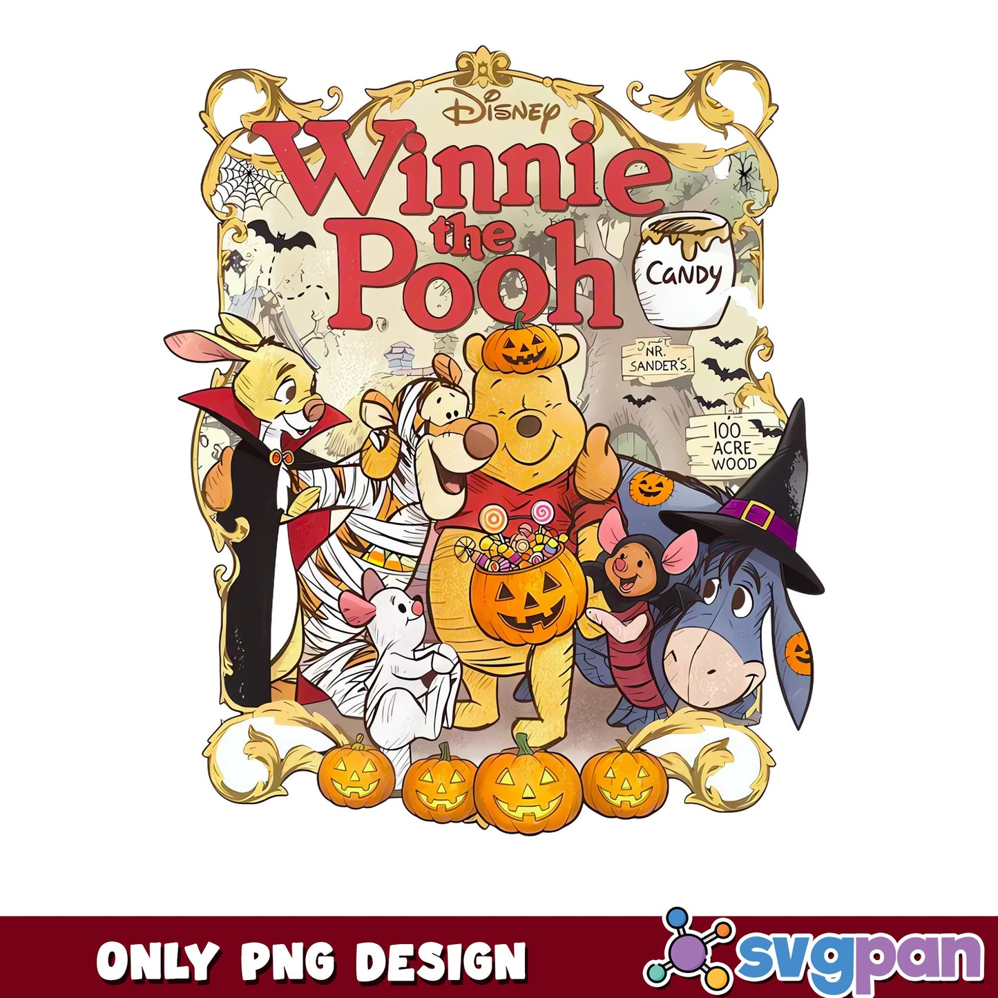 Winnie The Pooh Halloween PNG, Disney Halloween PNG, Trick Or Treat PNG