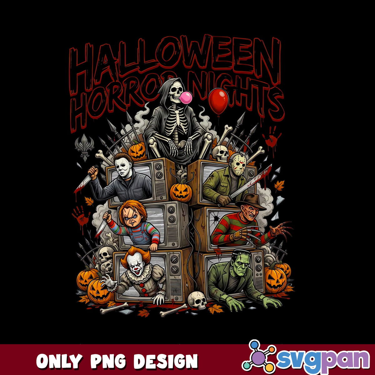 Halloween Horror Nights PNG, Horror Characters PNG, Halloween PNG