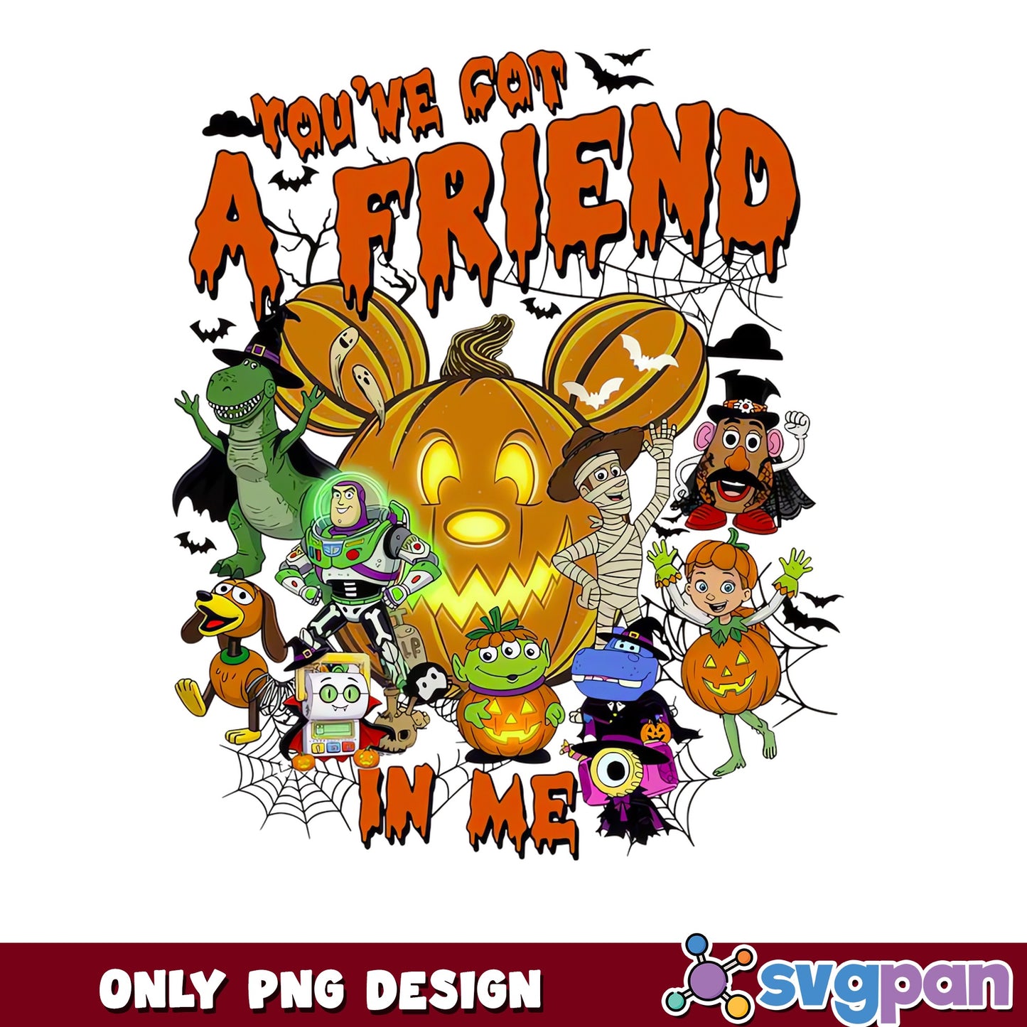 Toy Story Characters Halloween PNG, You've Got A Friend Pumpkin