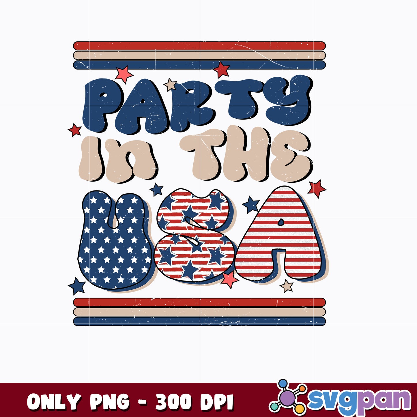 Party in the USA png, Retro 4th of july png