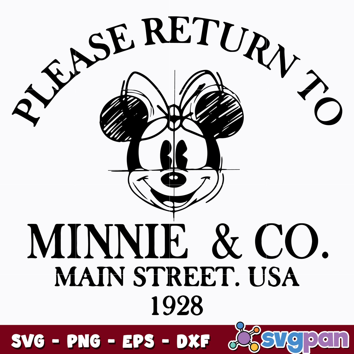 Please Return To Minnie And Co Main Street USA 1928 svg