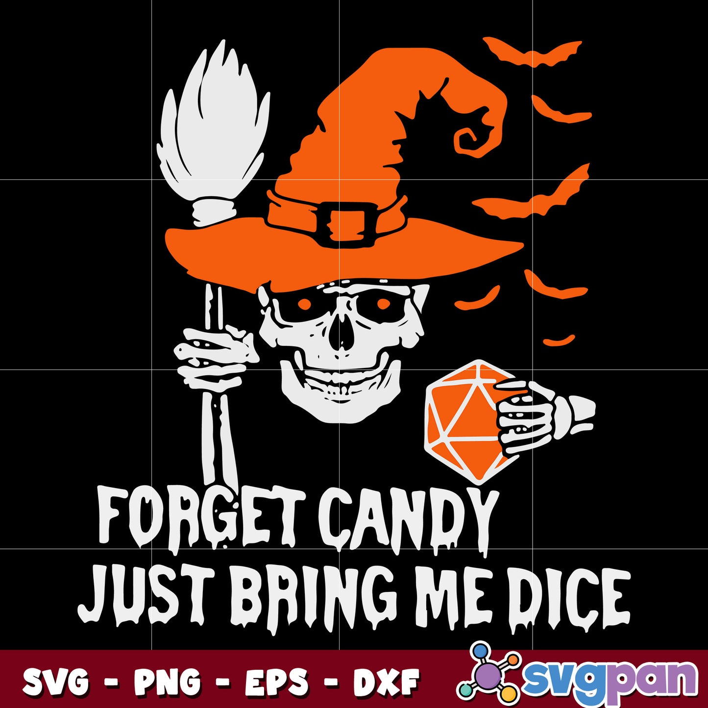 skull witch forget candy just bring me dice halloween svg