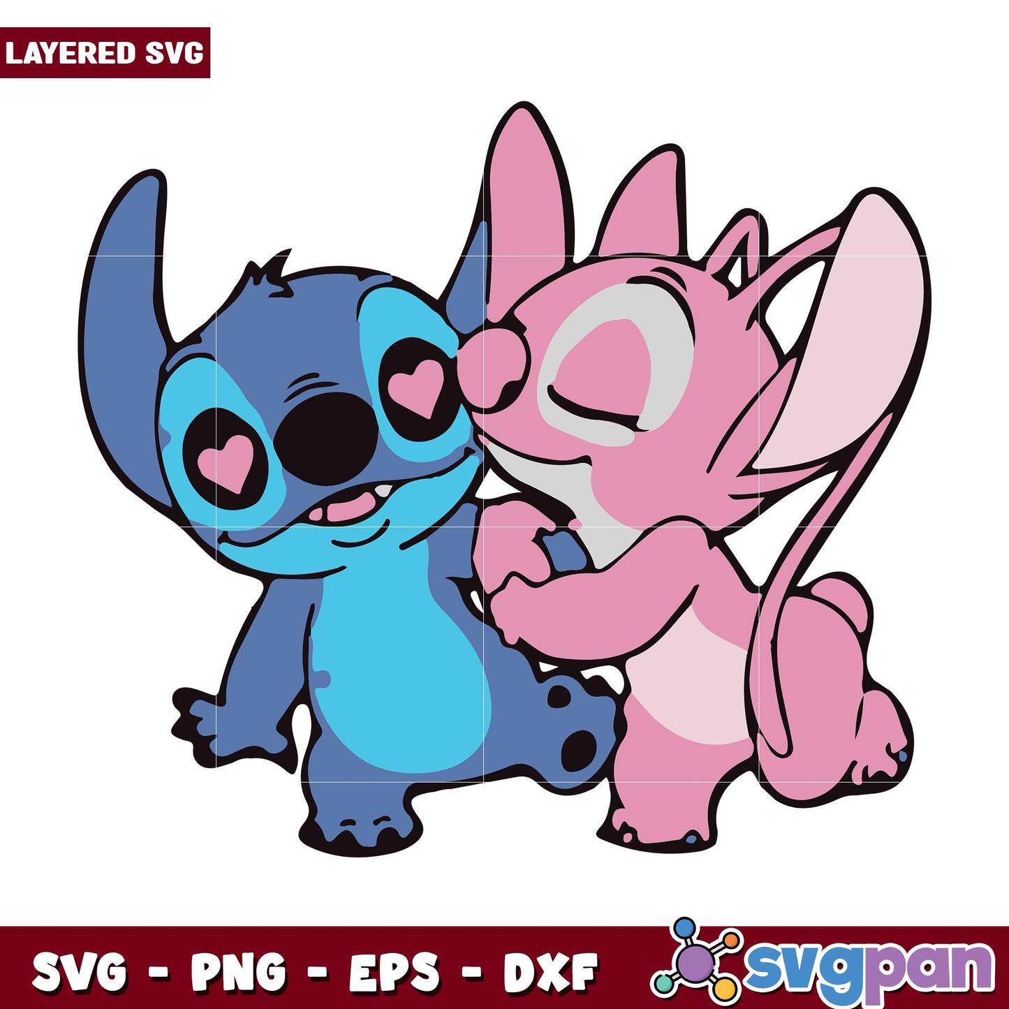 stitch and angel cute svg, Disney characters svg, Digital Download