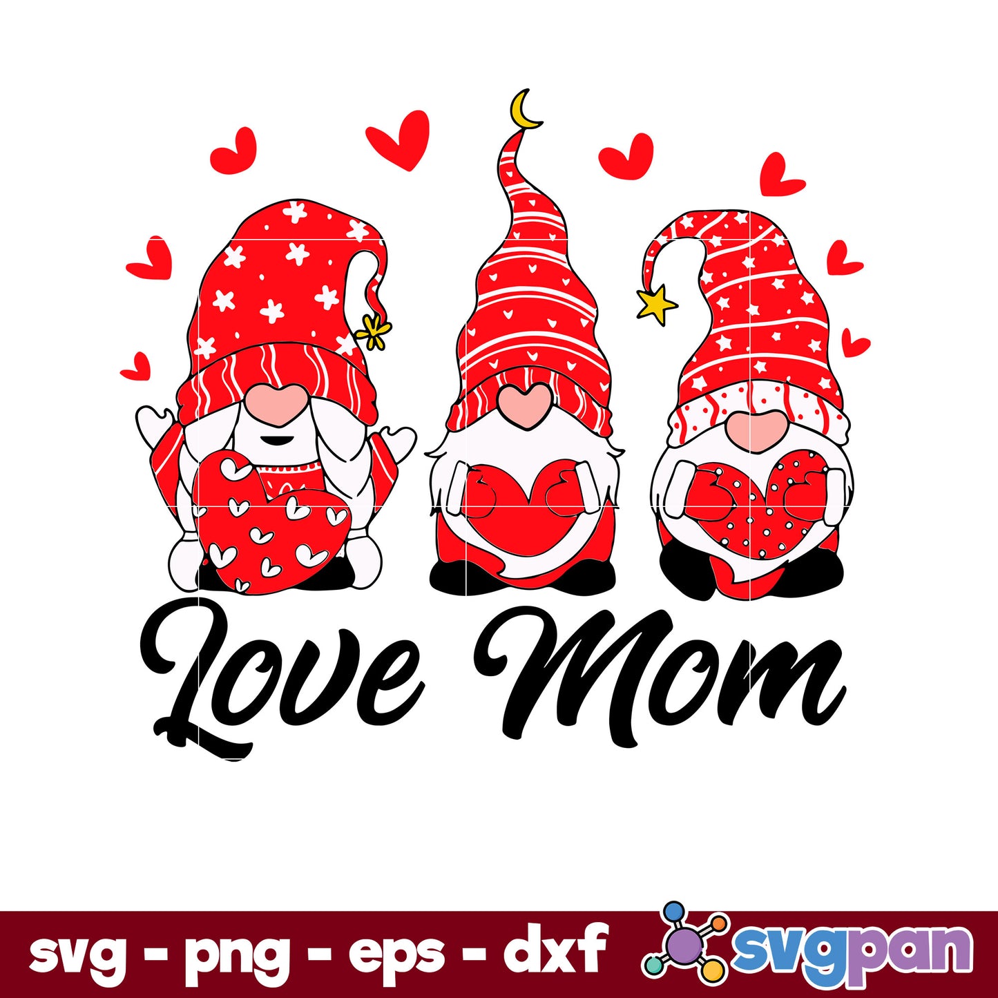 Gnome Love Mom Svg, Mother's Day Svg, Png Dxf Eps Digital File