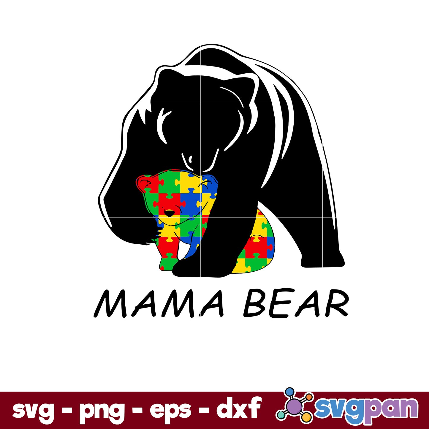 Mama Bear Autism Svg, Mother's Day Svg, Png Dxf Eps Digital File