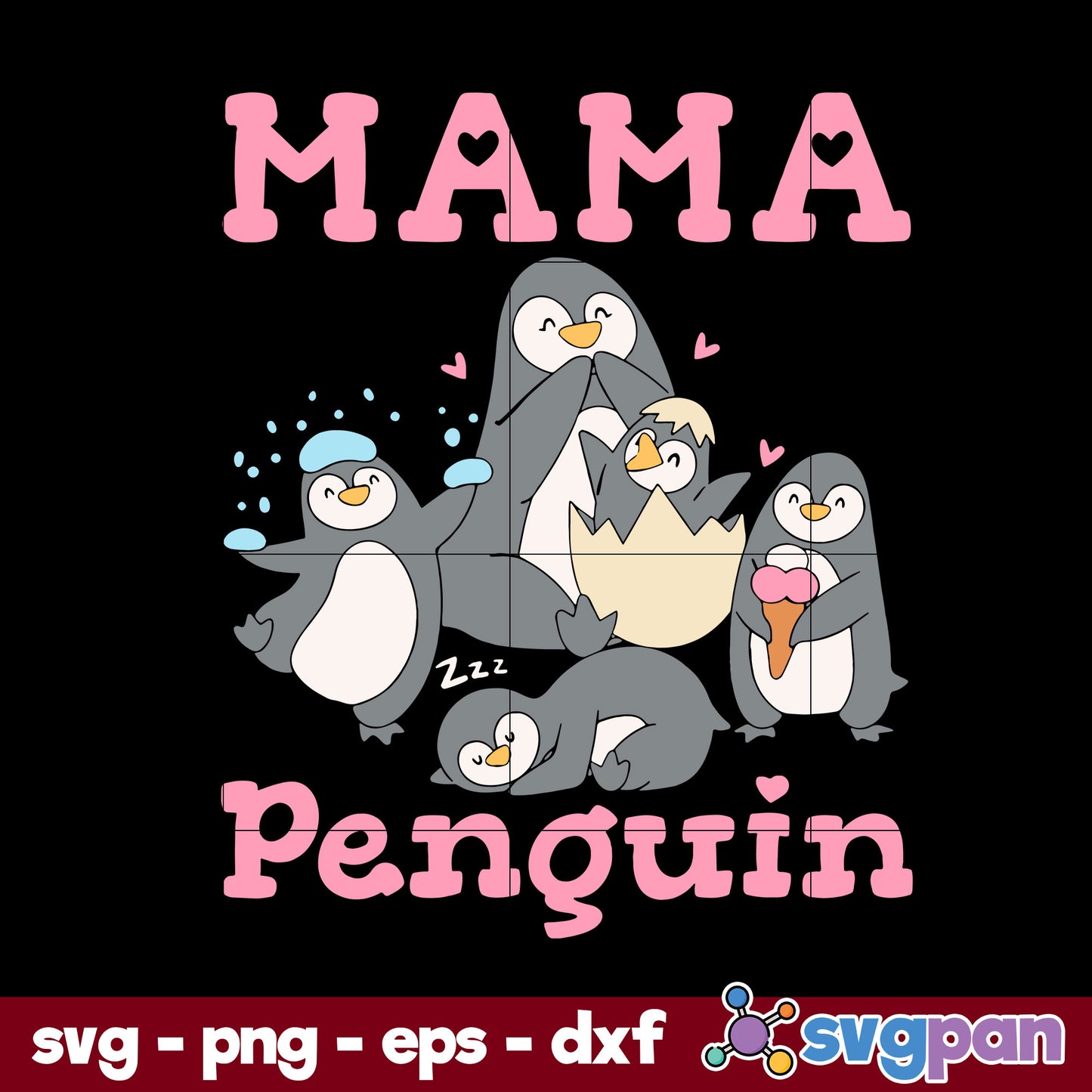 Mama Penguin Svg