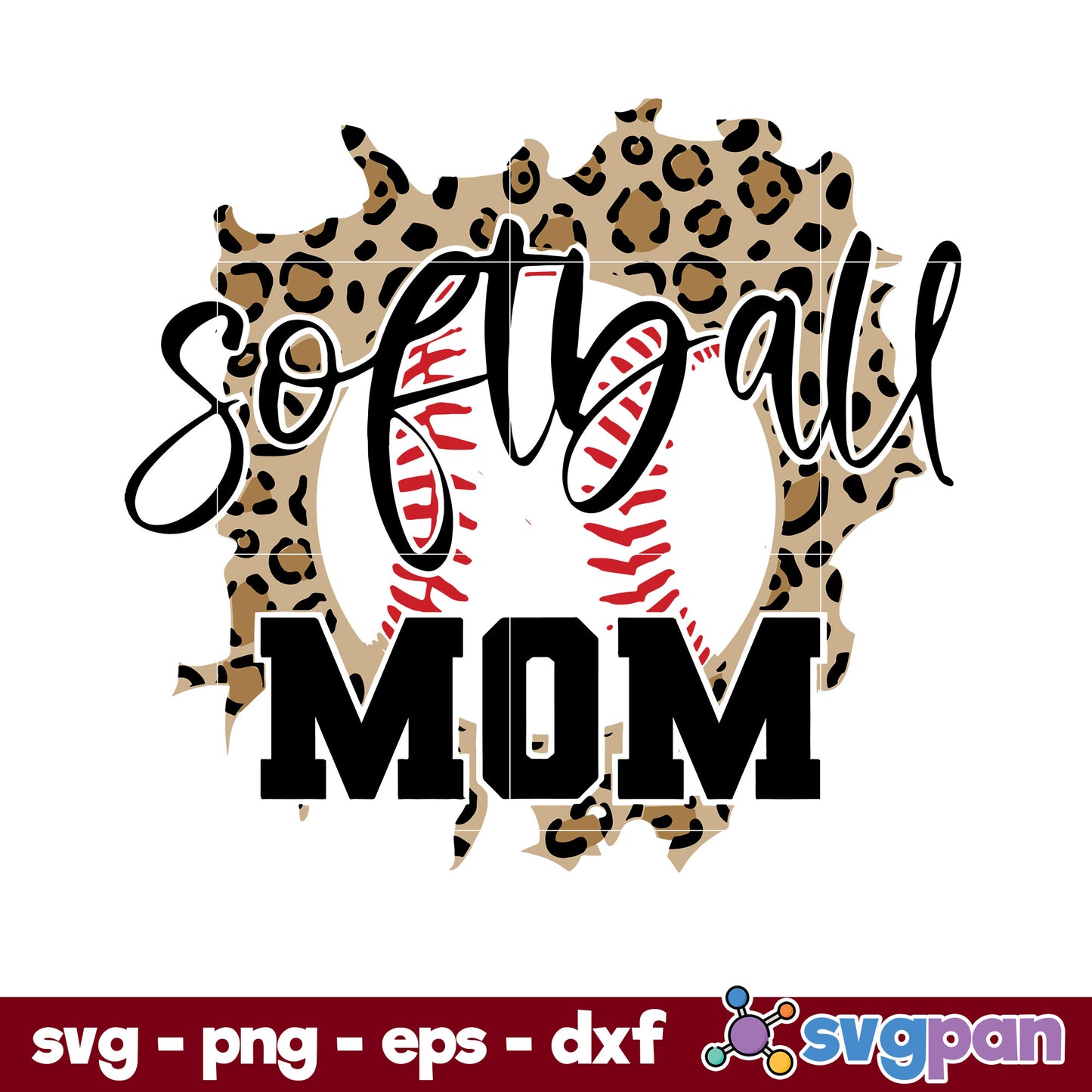 Leopard Softball Mom Svg