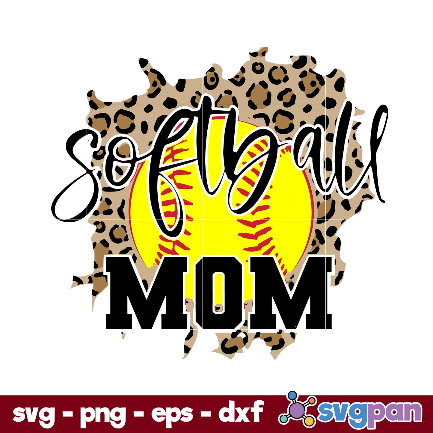 Softball Mom Leopard Svg, Mother's Day Svg, Png Dxf Eps Digital File