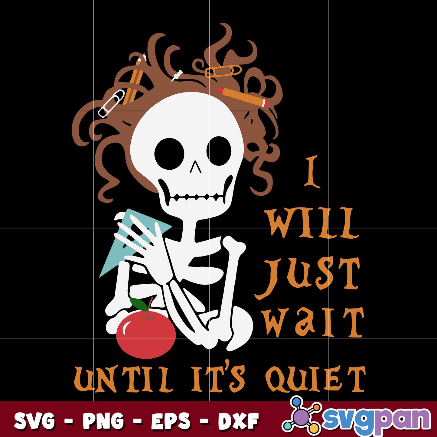 teacher skull will just wait quiet halloween svg