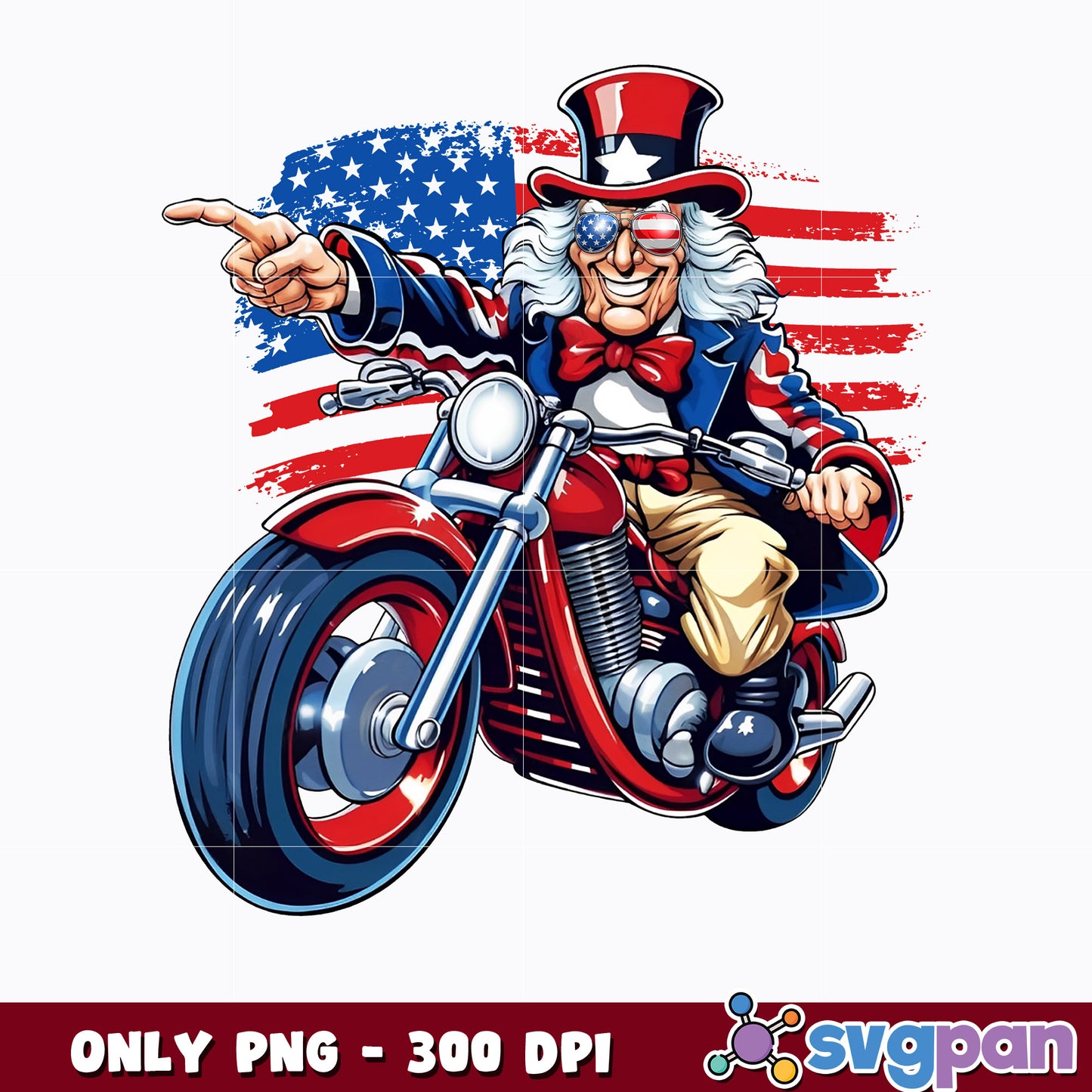 USA Patriotic Uncle Sam on Motorcycle png