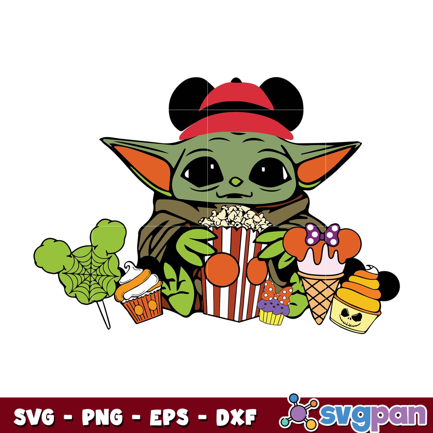 Baby Yoda Mickey Popcorn Disney Snacks svg