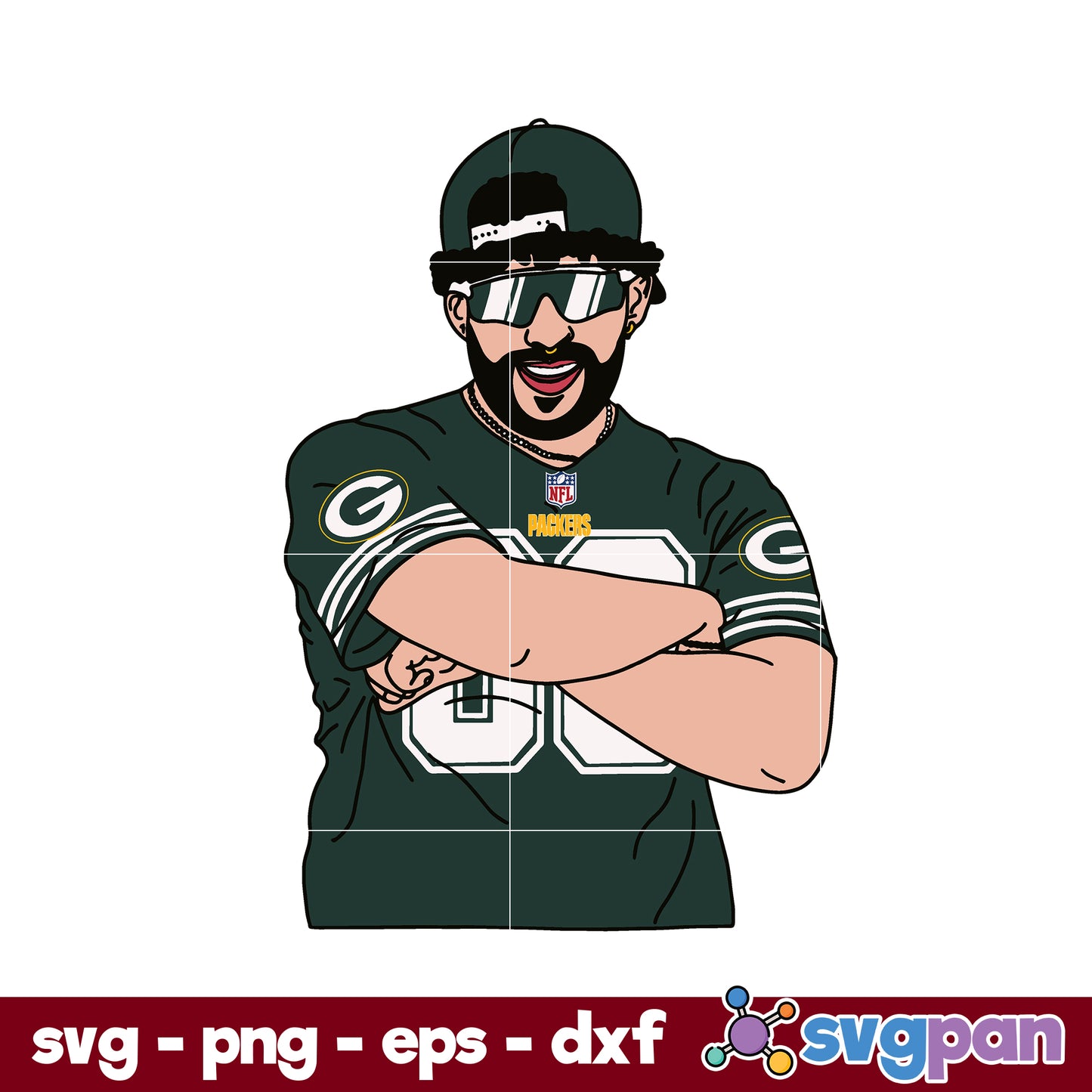 Bad Bunny Green Bay Packers SVG, Green Bay Packers NFL SVG, PNG DXF EPS Digital File
