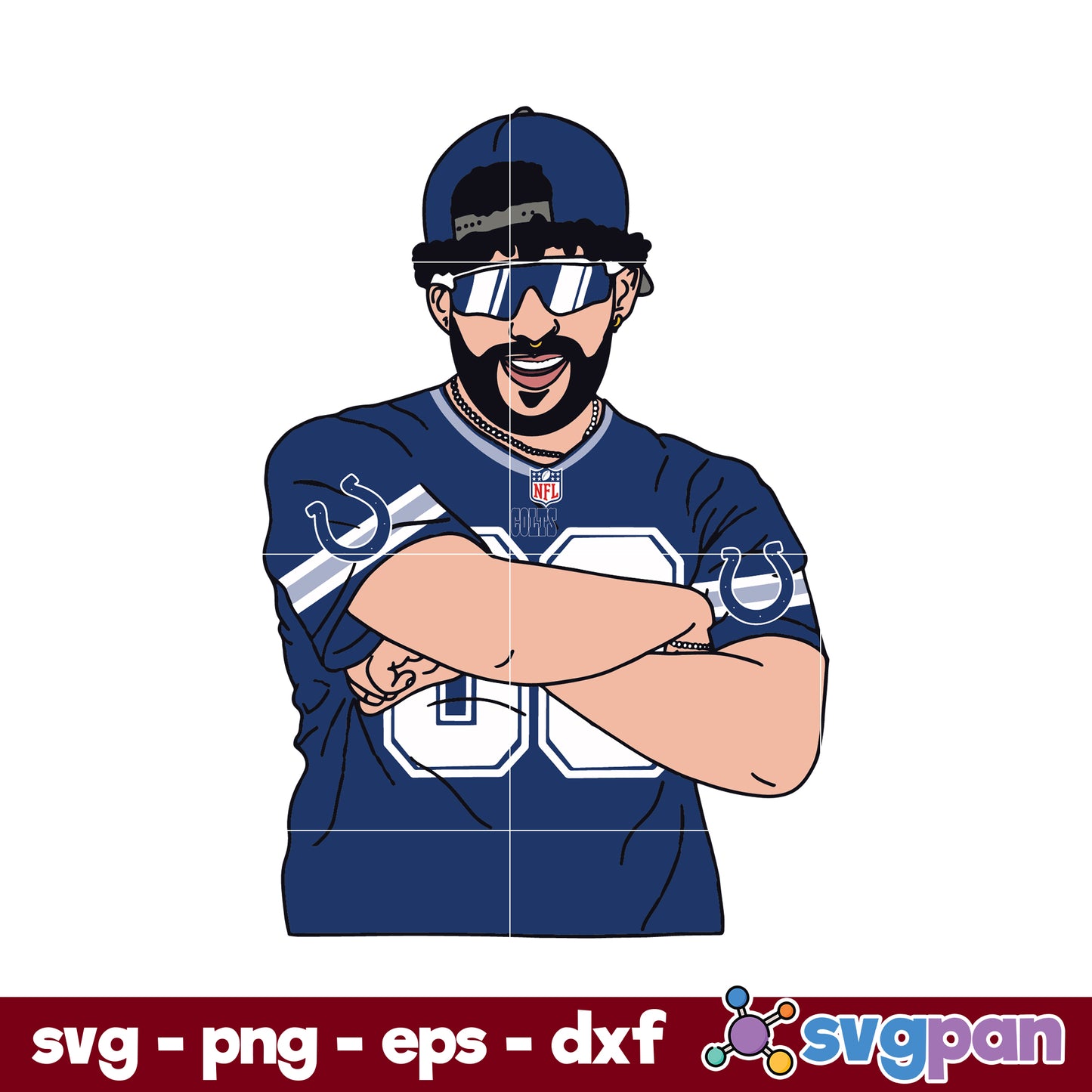 Bad Bunny Indianapolis Colts SVG, Indianapolis Colts NFL SVG, PNG DXF EPS Digital File