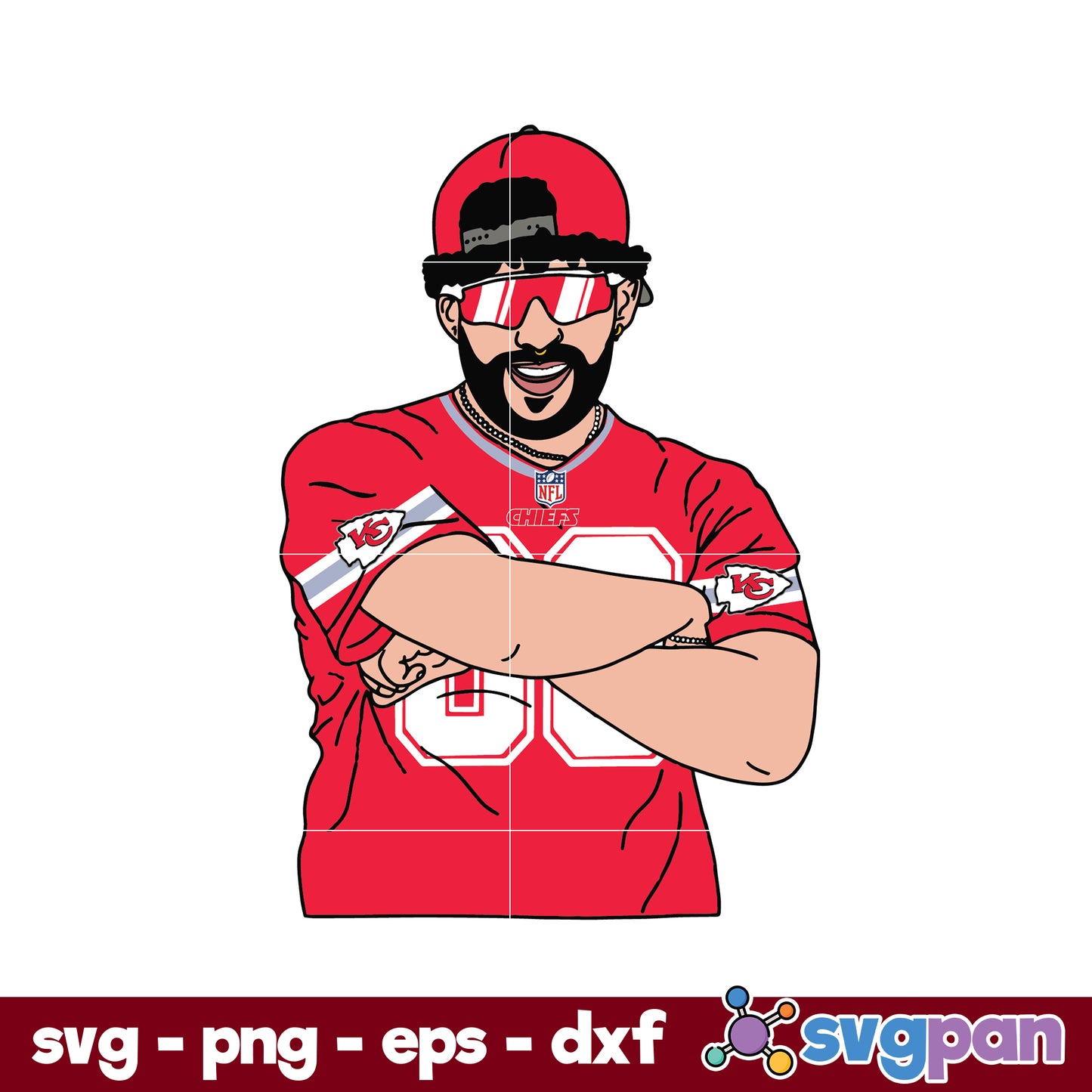 Bad Bunny Kansas City Chiefs SVG, Kansas City Chiefs NFL SVG, PNG DXF EPS Digital File