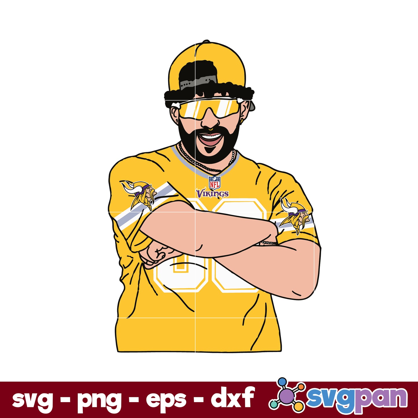 Bad Bunny Minnesota Vikings SVG, Minnesota Vikings NFL SVG, PNG DXF EPS Digital File