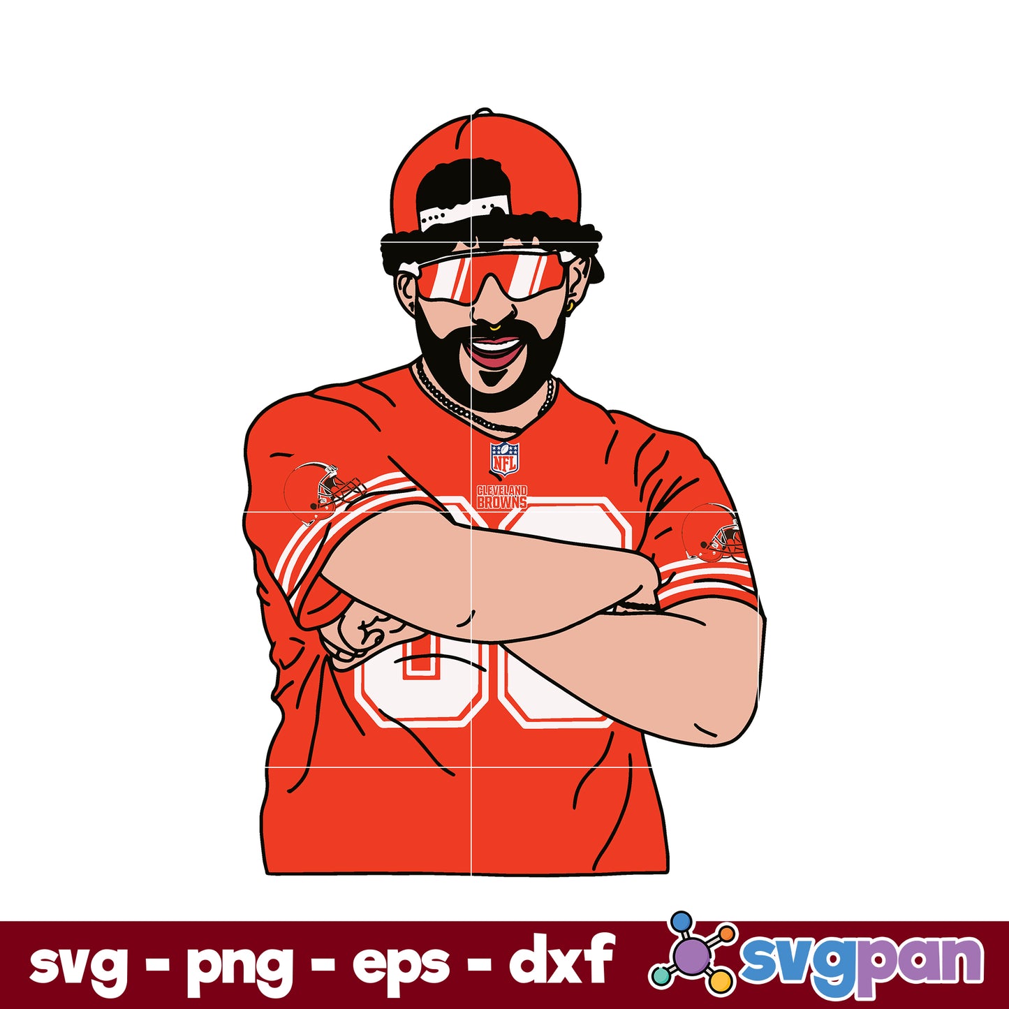 Bad Bunny Cleveland Browns SVG, Cleveland Browns NFL SVG, PNG DXF EPS Digital File