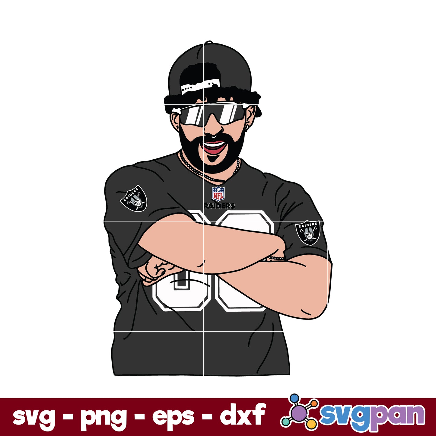 Bad Bunny Las Vegas Raider SVG, Las Vegas Raider NFL SVG, PNG DXF EPS Digital File