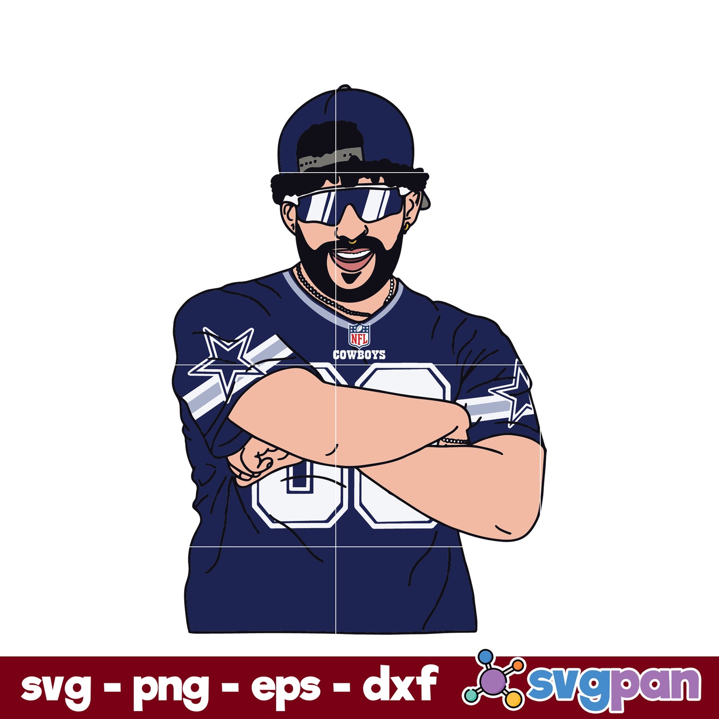 Bad Bunny Dallas Cowboys SVG, Dallas Cowboys NFL SVG, PNG DXF EPS Digital File