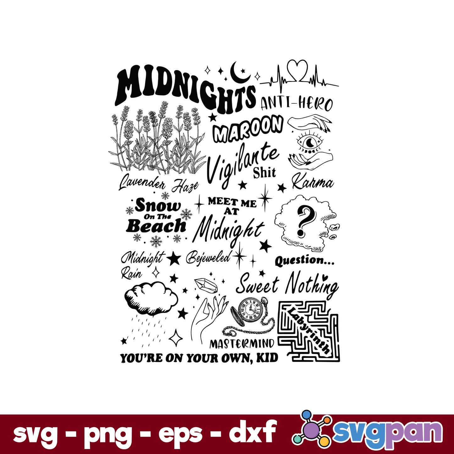 Midnights Swift SVG, Midnights Maroon Vigilante Shit SVG, Midnights SVG.
