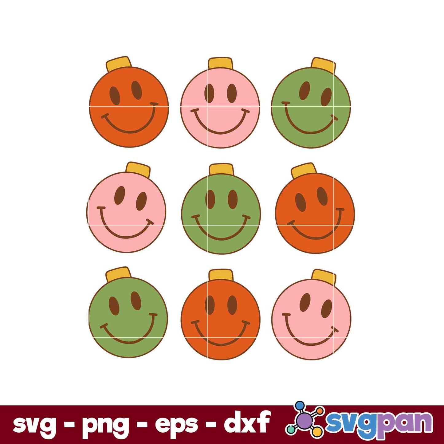 Face Smile Ornament Christmas SVG, Christmas SVG.