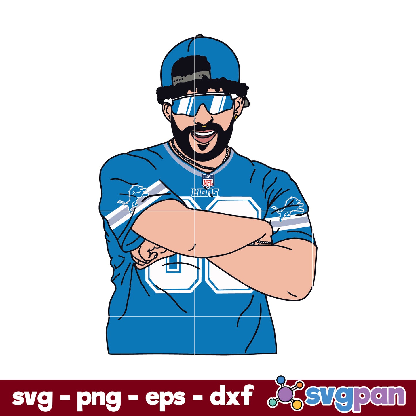 Bad Bunny Detroit Lions SVG, Detroit Lions NFL SVG, PNG DXF EPS Digital File