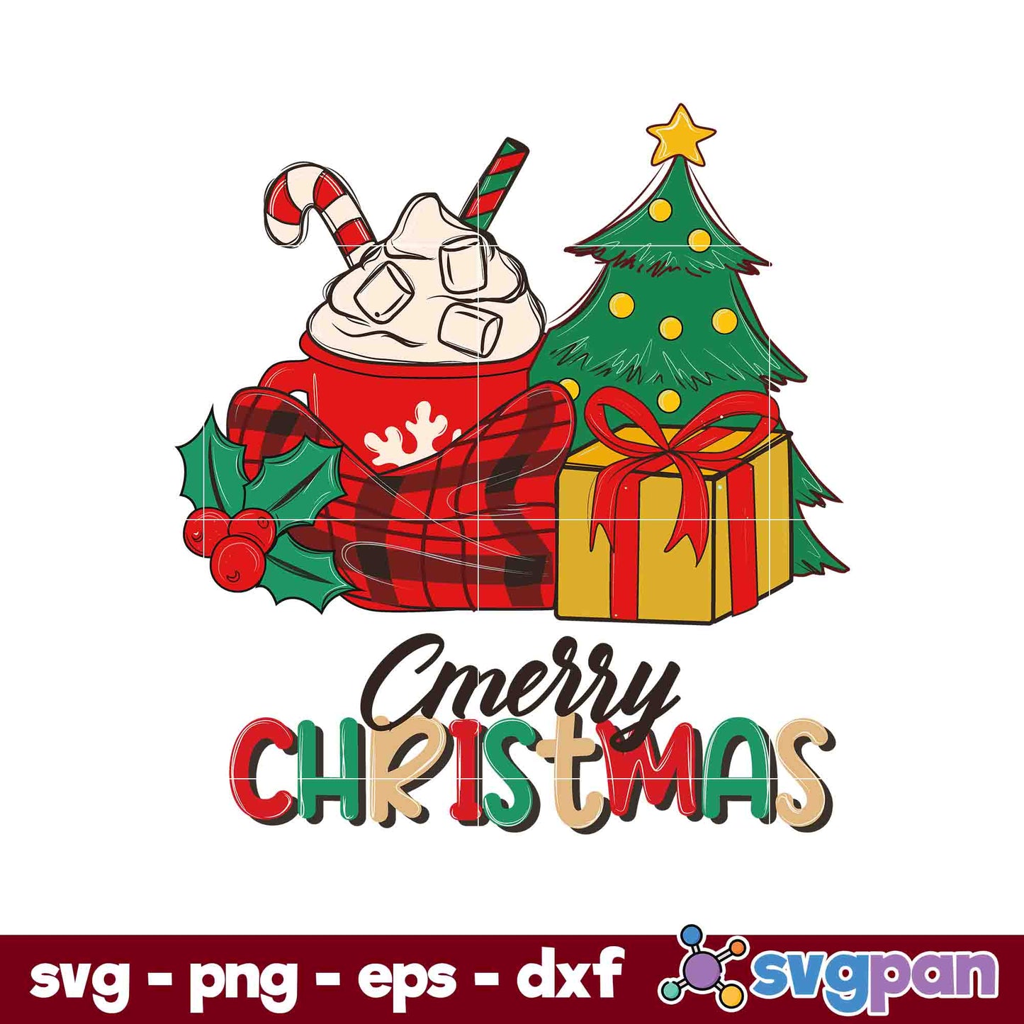 Merry Christmas Coffee Mug Gift Christmas Tree SVG, Christmas SVG.