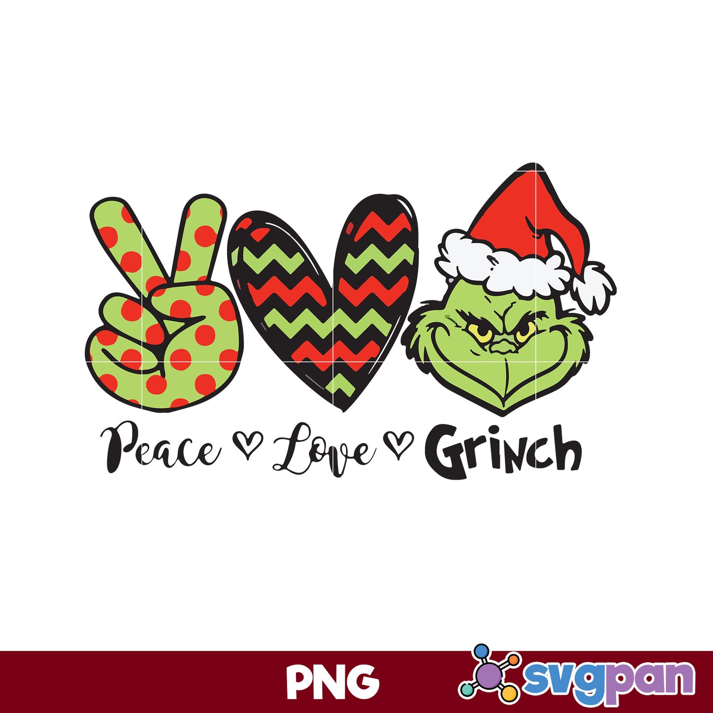 Peace Love Grinch PNG, The Grinch Christmas PNG.