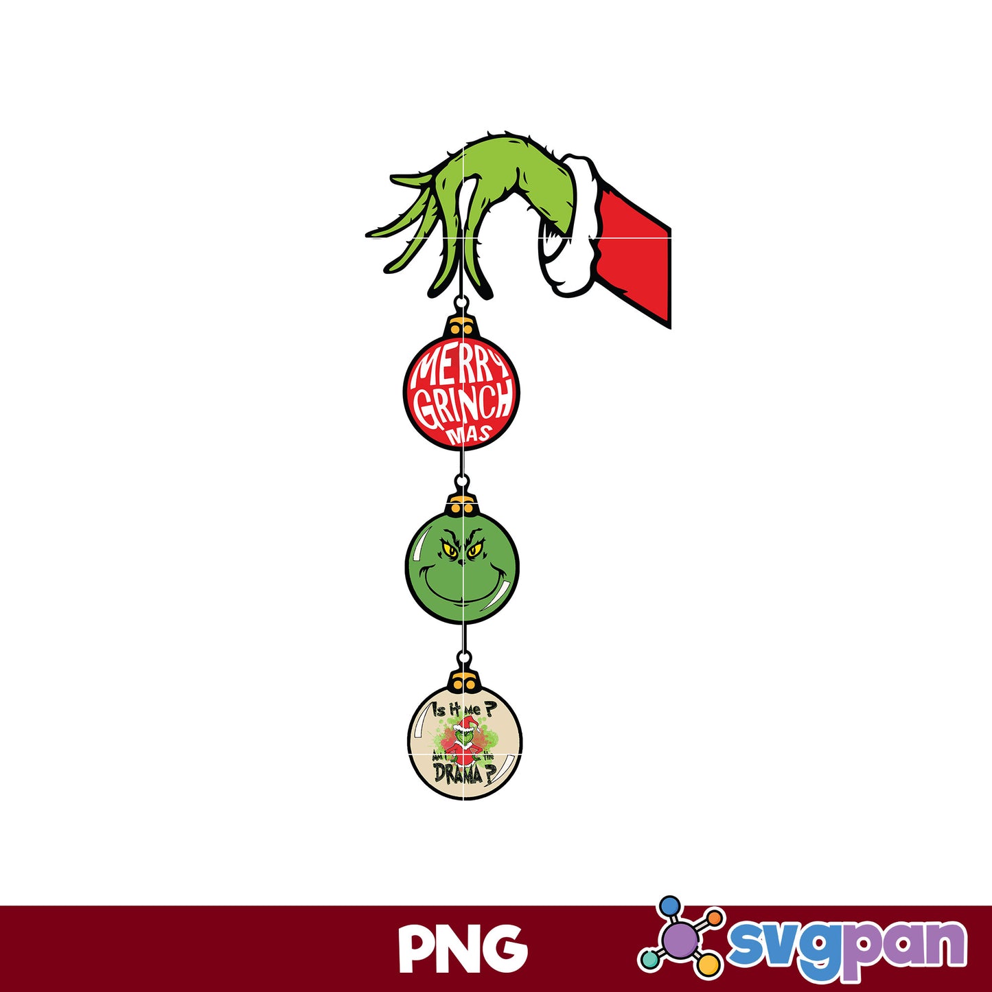 Ornament Grinch Merry Christmas PNG, Grinch PNG Digital File