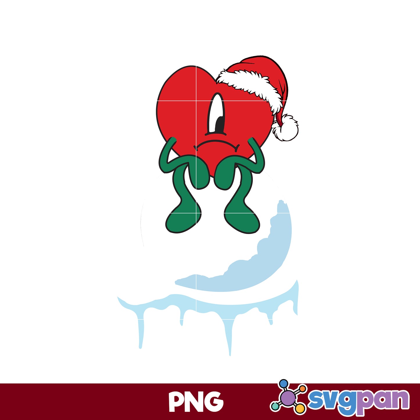 Bunny Heart Santa Claus Hat PNG, Bad Bunny Christmas PNG