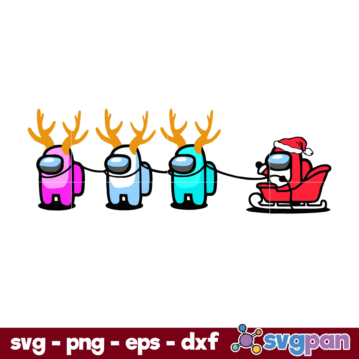 Among Us Christmas SVG, Christmas SVG, PNG DXF EPS Digital File.