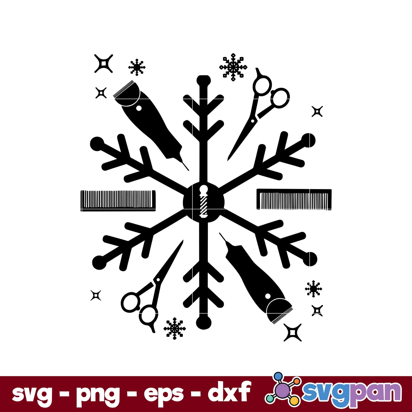 Christmas Snowflake Hair Stylist SVG, Christmas SVG, PNG DXF EPS Digital File.