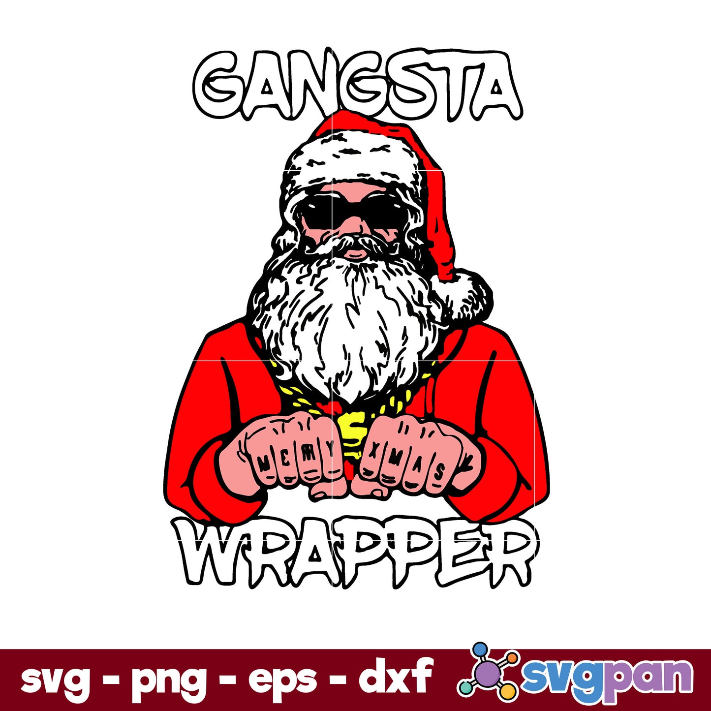 Gangsta Wrapper Santa SVG, Christmas SVG, PNG DXF EPS Digital File.