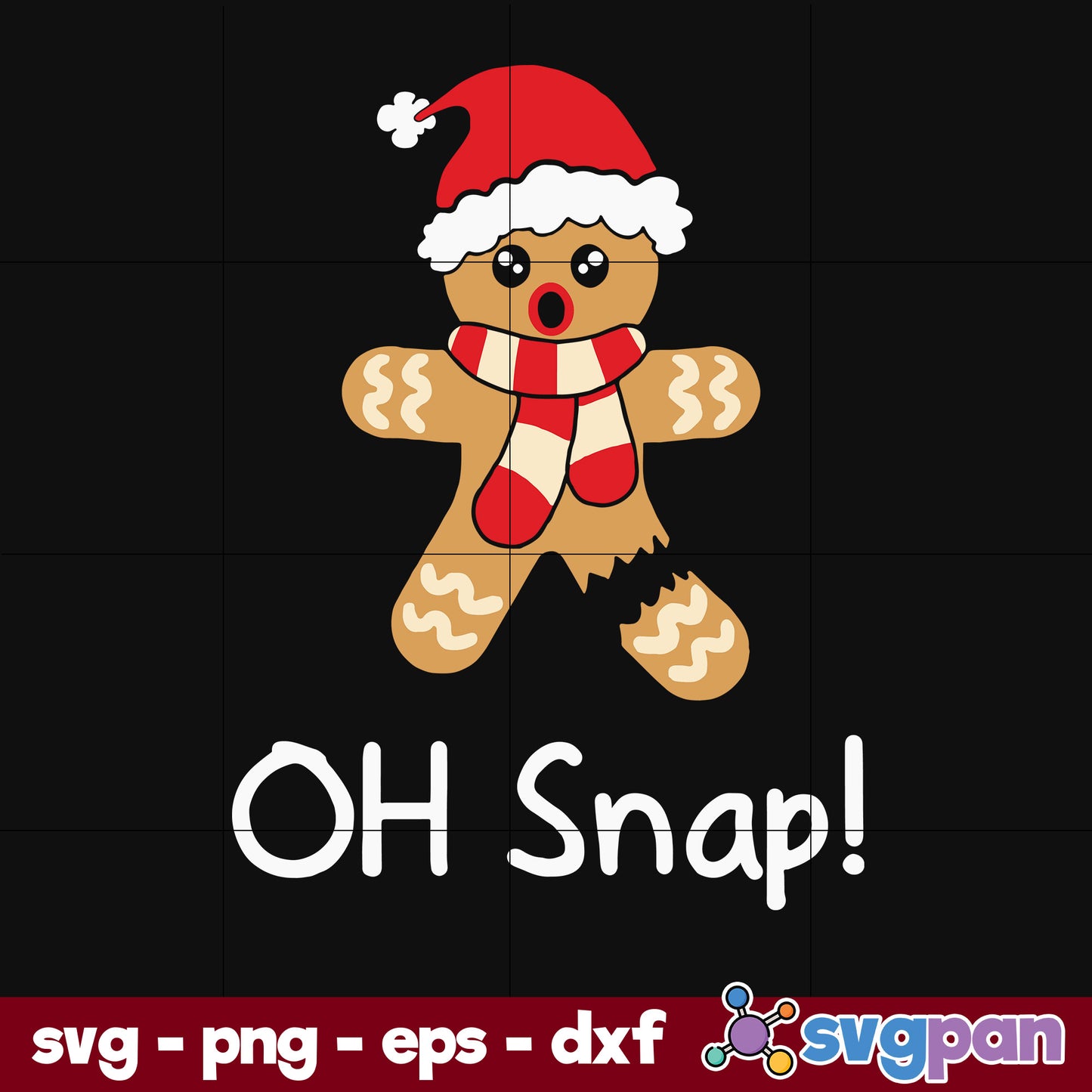 Gingerbread Christmas Oh Snap SVG, Christmas SVG, PNG DXF EPS Digital File.