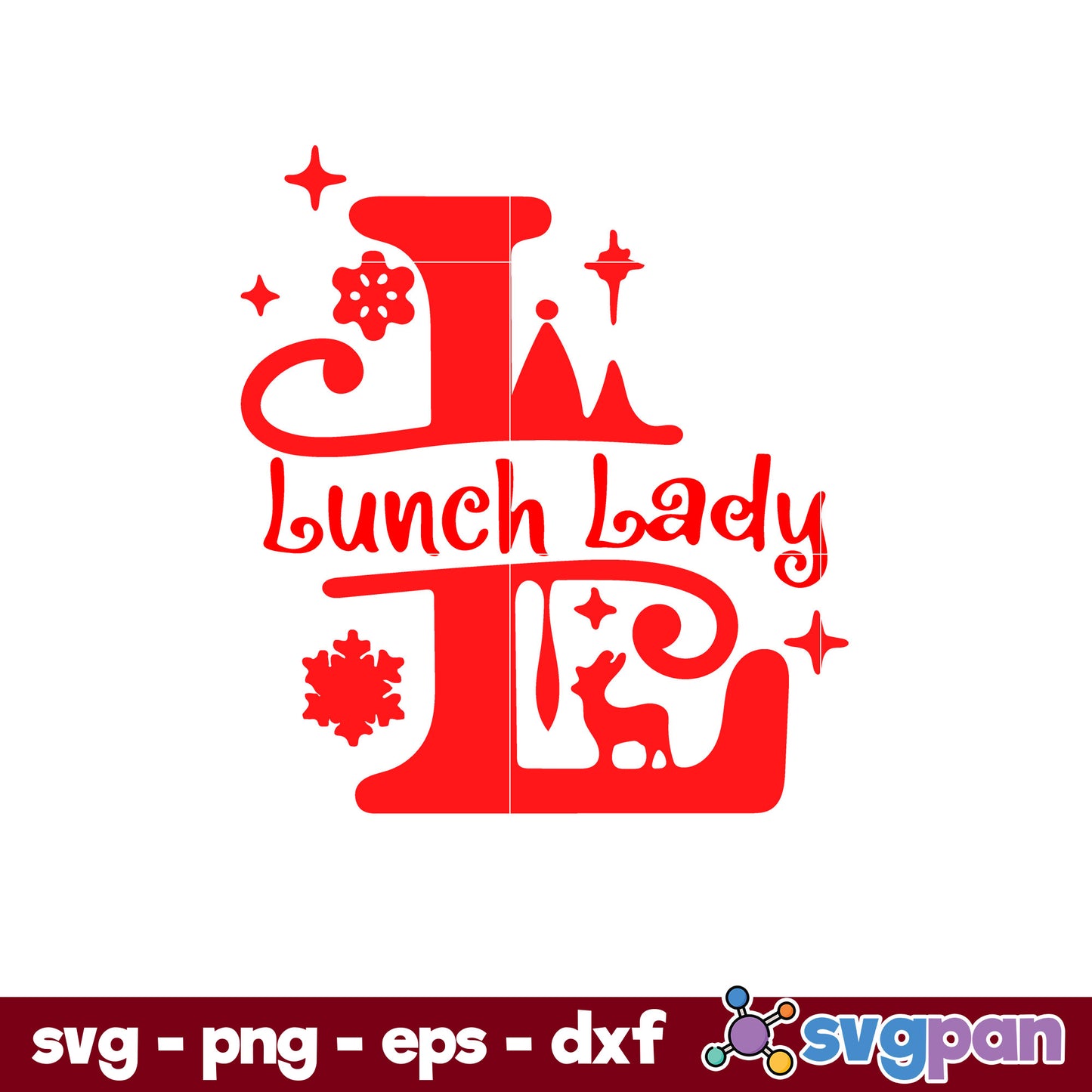 Lunch Lady Christmas Alphabet SVG, Christmas SVG, PNG DXF EPS Digital File.