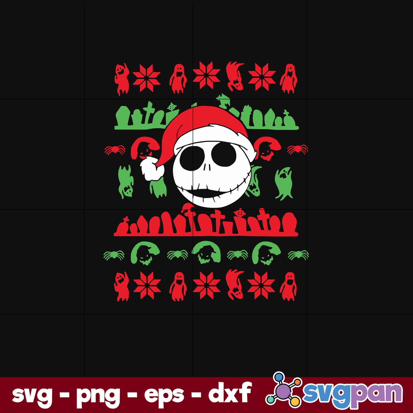 Nightmare Before Christmas Jack Santa SVG, Christmas SVG, PNG DXF EPS Digital File.