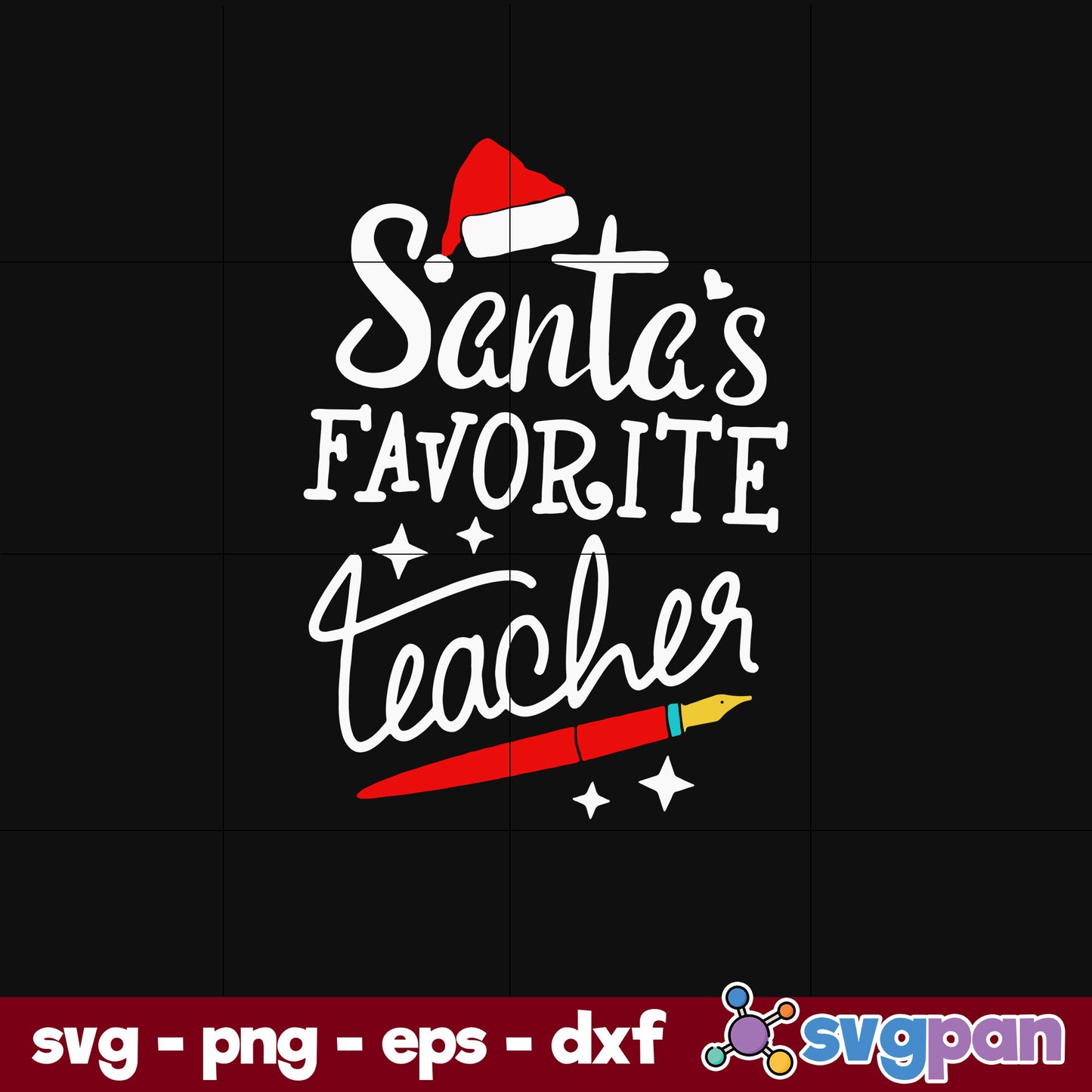 Santa's Favorite Teacher SVG, Christmas SVG, PNG DXF EPS Digital File.