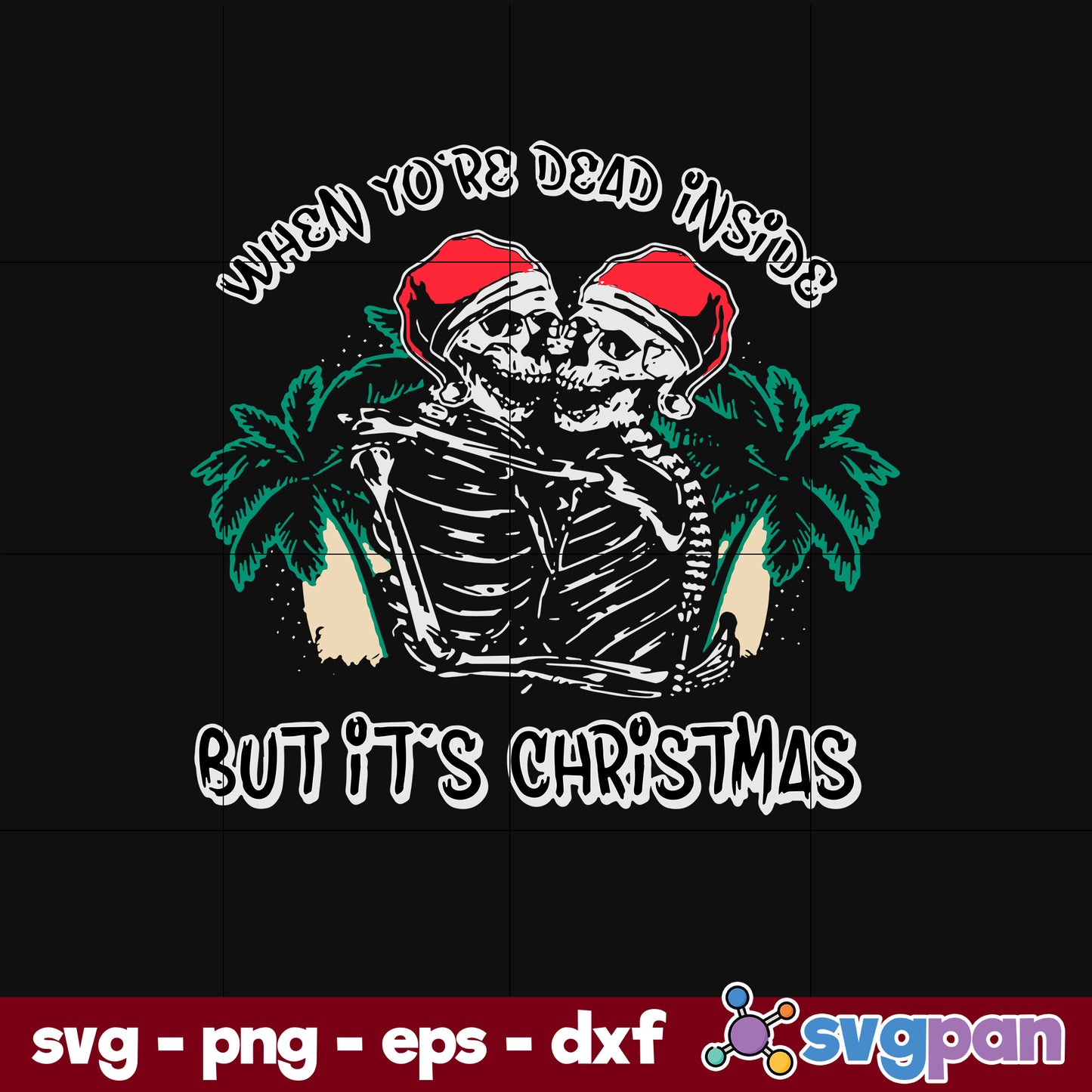 Skeleton Christmas SVG, Christmas SVG, PNG DXF EPS Digital File.