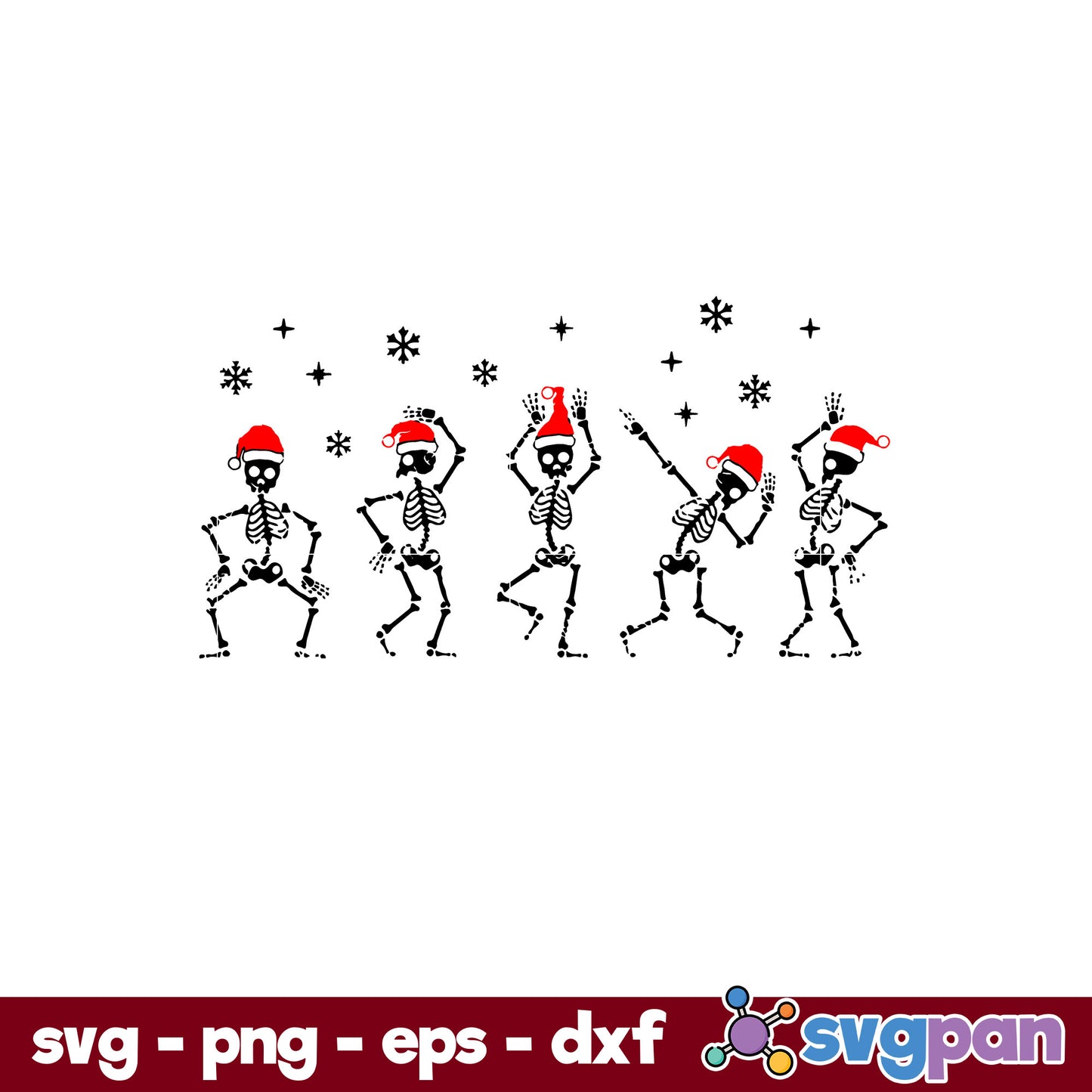 Sketelon Dancing Merry Christmas SVG, Christmas SVG, PNG DXF EPS Digital File.