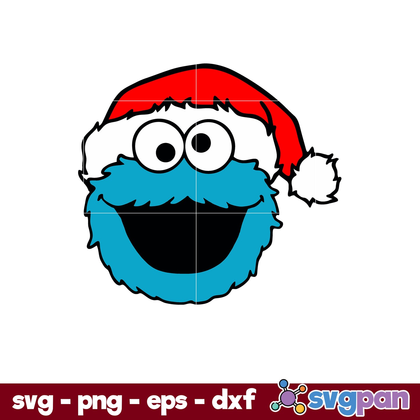 Sesame Street Cookie Monster Christmas Hat SVG, Christmas SVG, PNG DXF EPS Digital File.