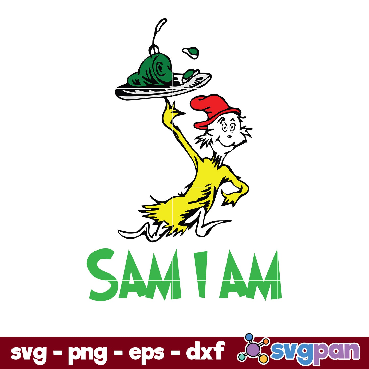 Sam I am SVG, Dr Seuss SVG PNG DXF EPS File