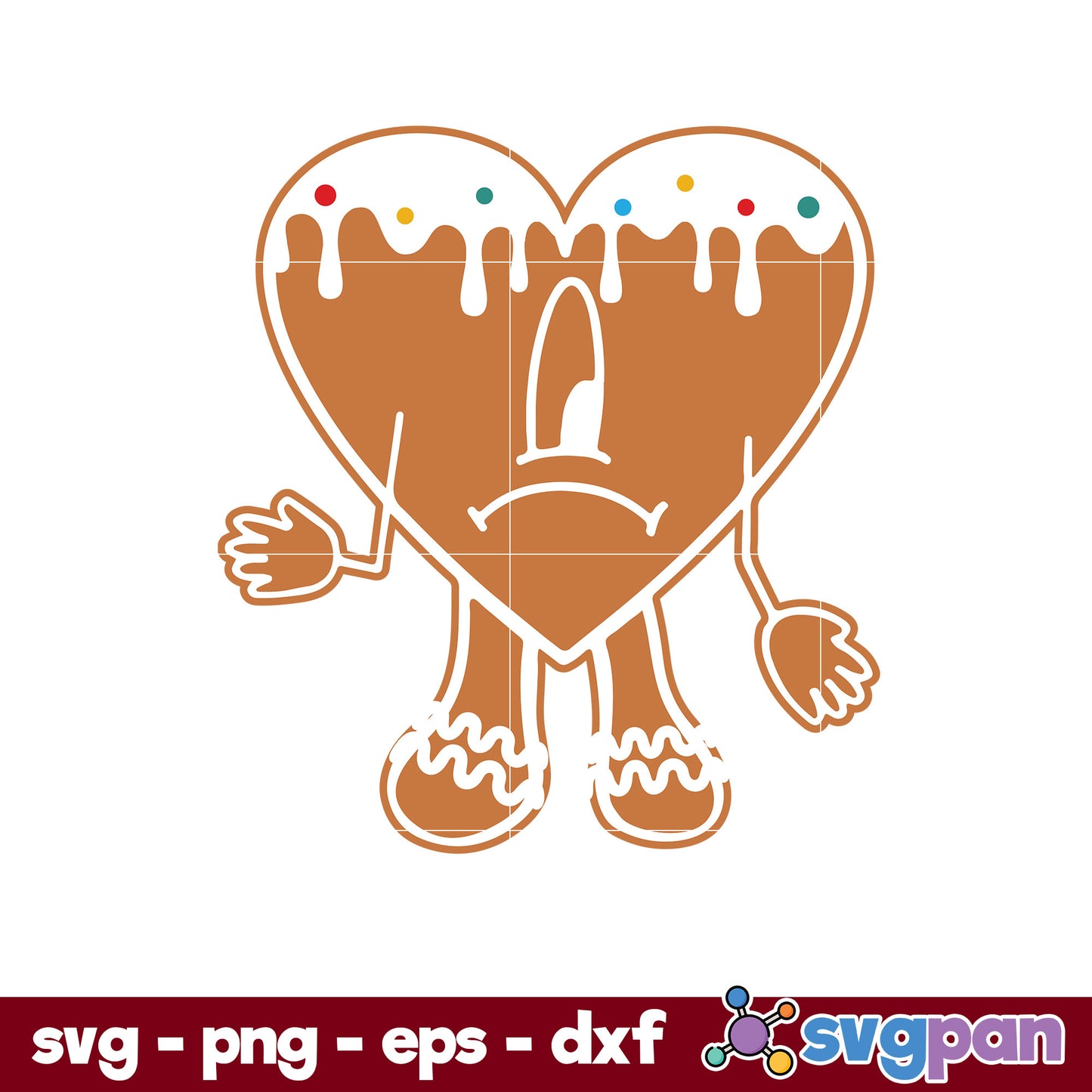 Candy Heart Gingerbread SVG, Bad Bunny Christmas SVG, Christmas SVG.