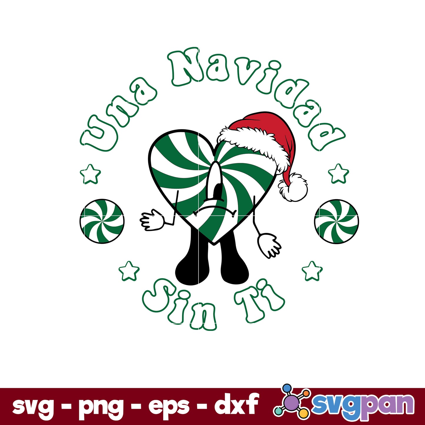 Bad Bunny Candy Christmas SVG, Una Navidad Sin Ti SVG, Christmas SVG