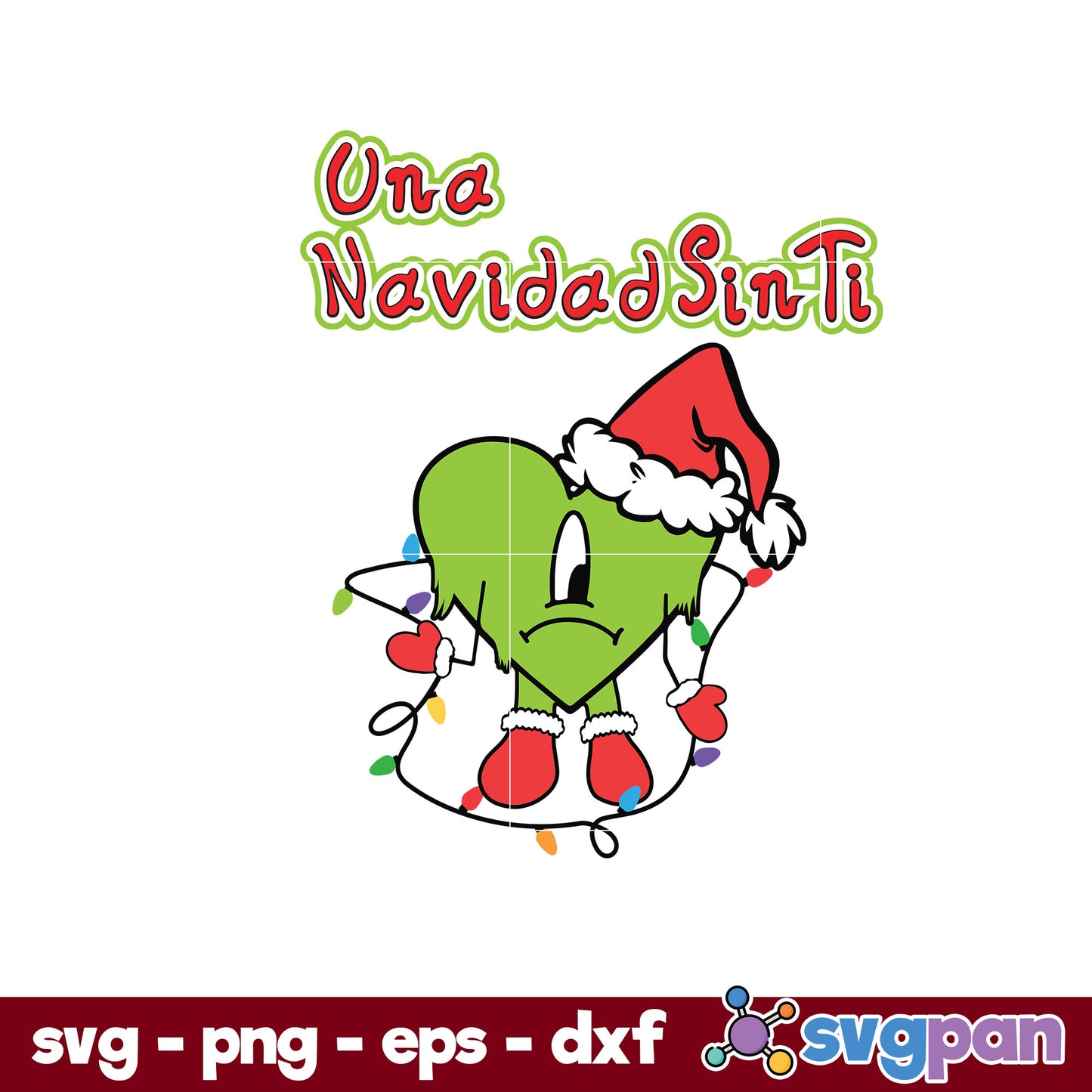 Una Navidad Sin Ti Santa Claus Hat Light Christmas SVG.