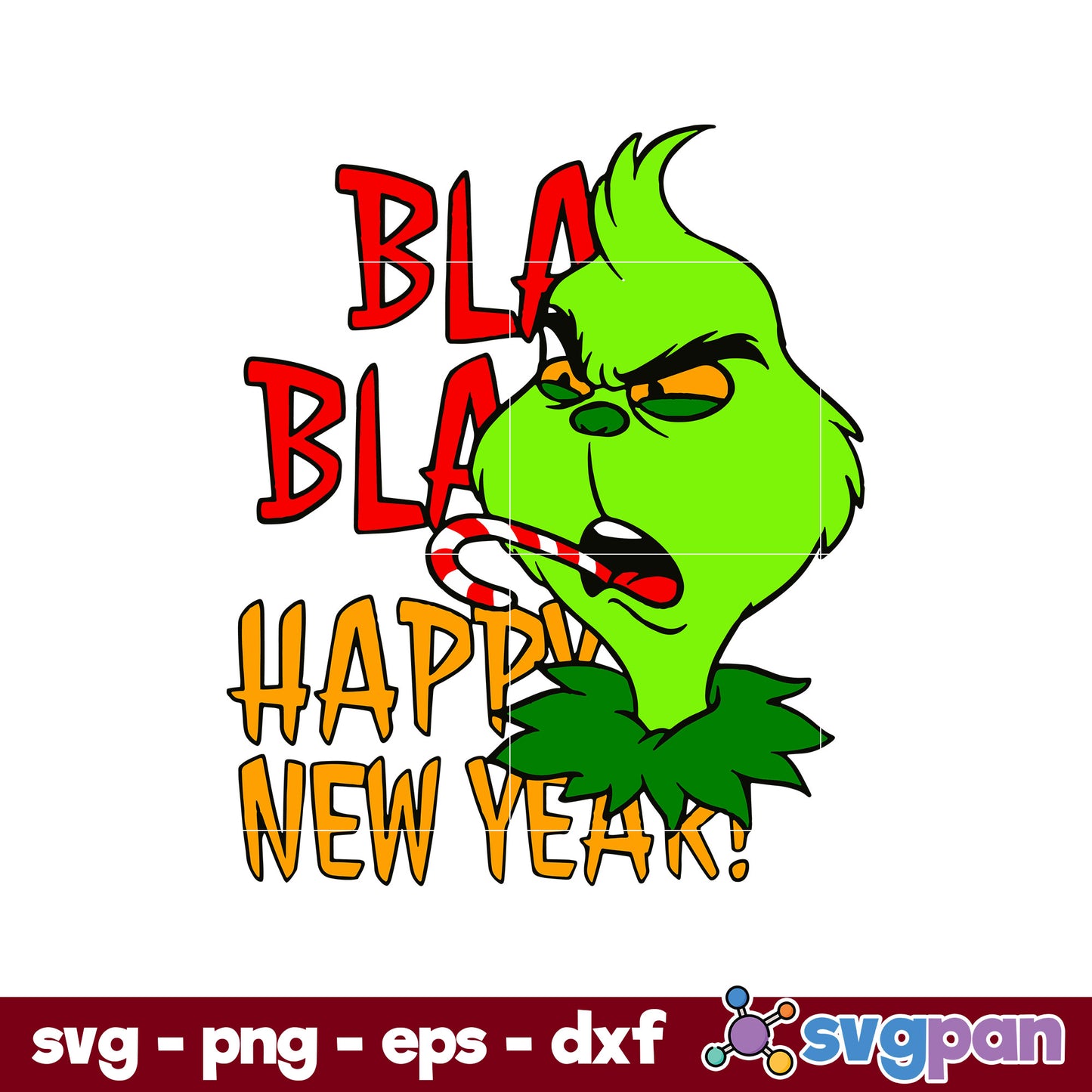 Bla Bla Happy New Year SVG, Christmas SVG, PNG, DXF, EPS File.