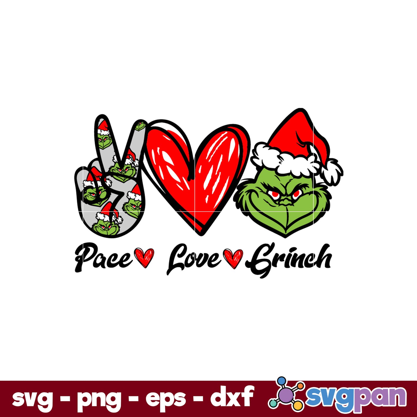 Peace Love Grinch Christmas SVG, Christmas SVG, PNG, DXF, EPS File.