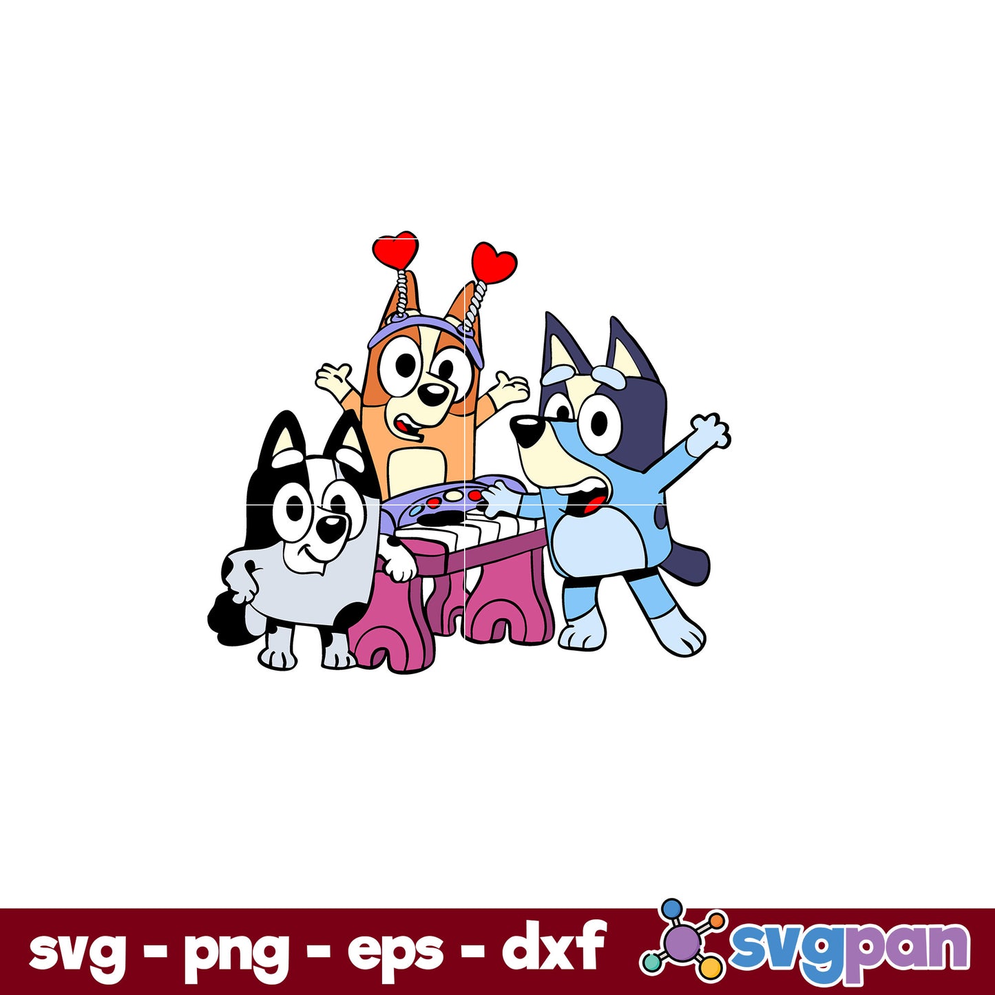 Bluey Friend Piano SVG, Bluey SVG, Cartoon SVG, PNG, DXF, EPS File.