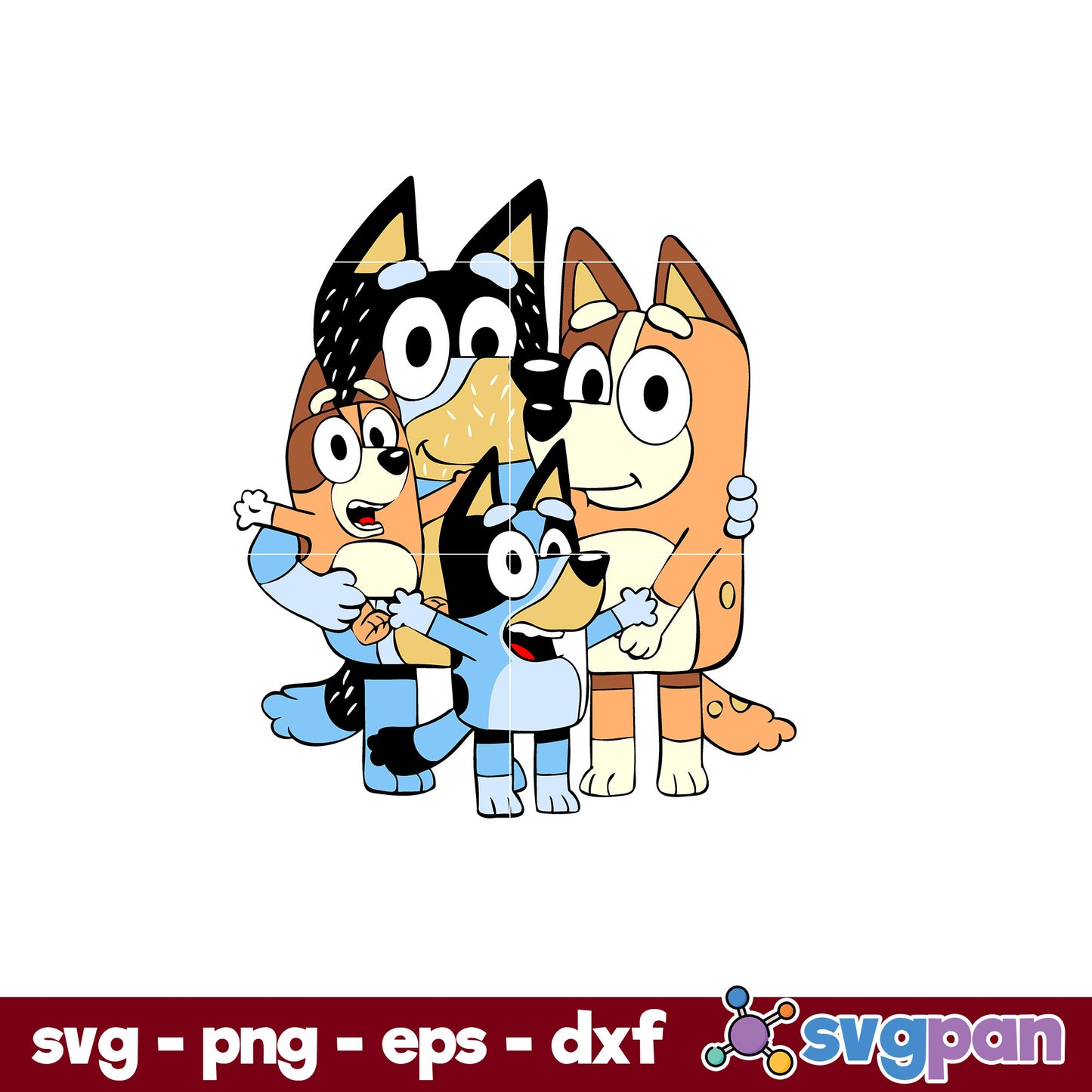 Bluey Family SVG, Bluey SVG, Cartoon SVG, PNG, DXF, EPS File.