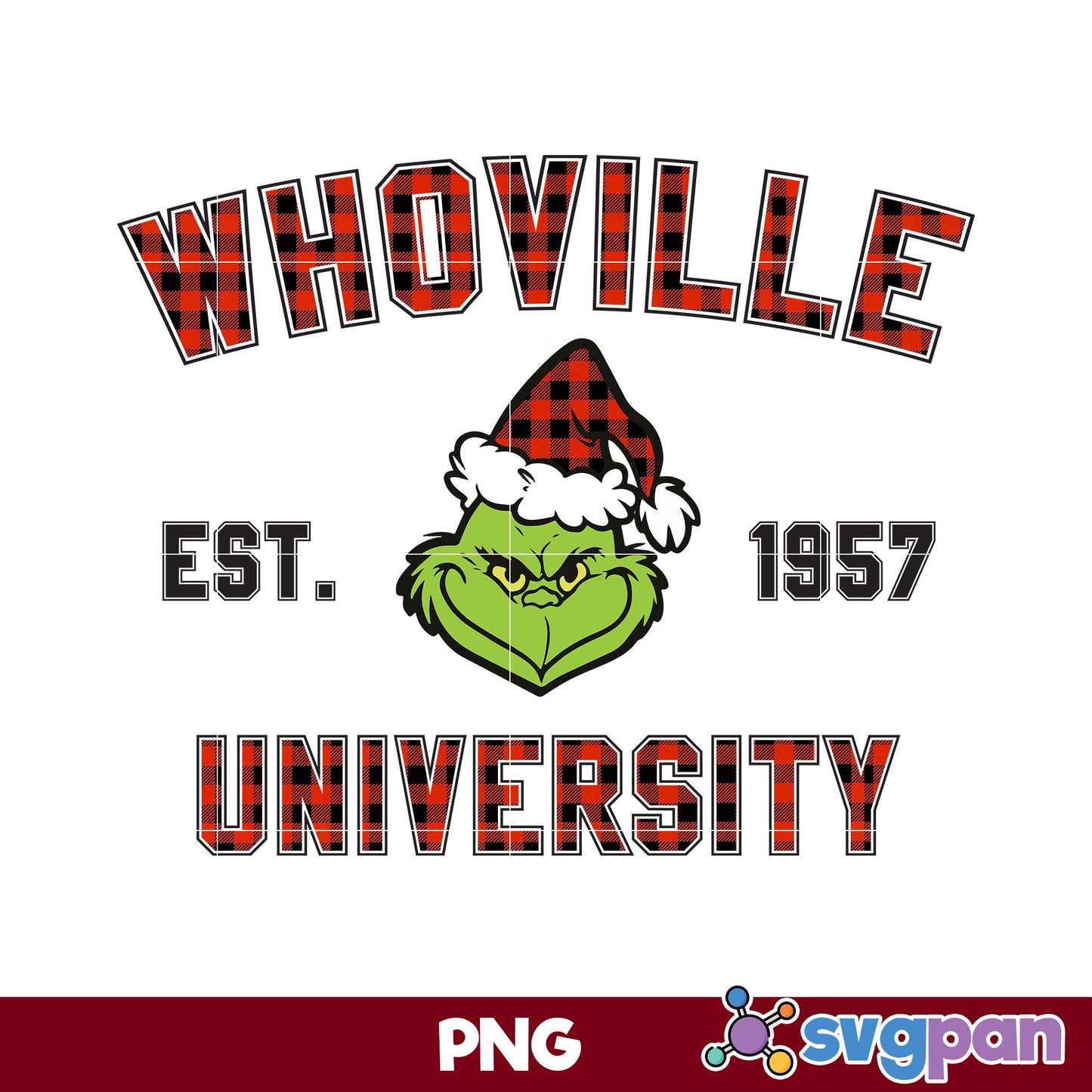 Whoville University EST.1957 PNG, Grinch Santa Claus Hat Christmas PNG